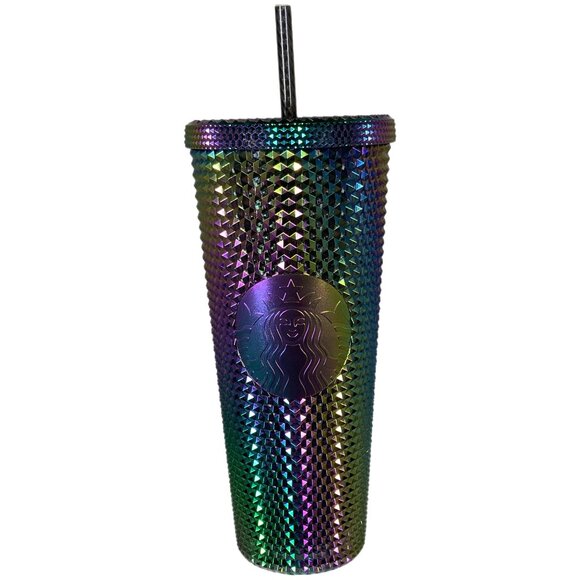 NEW Starbucks Fall 2023 Oil Slick Black Rainbow Bling Studded Venti Tumbler 24oz - Picture 1 of 8
